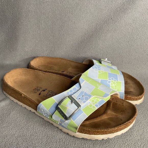 BIRKI\'S Birkenstock Womens 11 Blue/ Green Squares Slides Sandals‎ Size Mens-9 main image 7